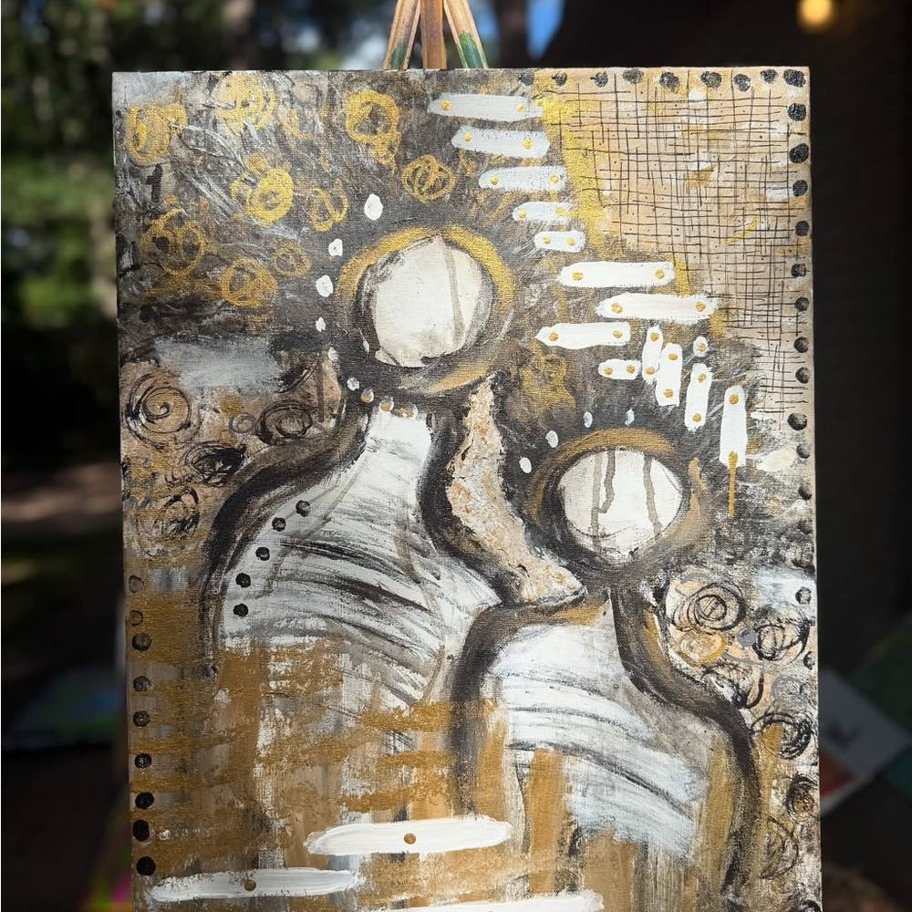 Modern Gold and Black Abstract Canvas Art